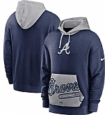Men's Atlanta Braves Nike Navy Gray Heritage Tri Blend Pullover Hoodie,baseball caps,new era cap wholesale,wholesale hats